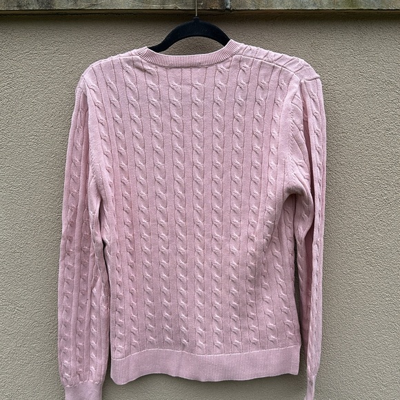 Lacoste 🔥 Pink Cable Knit Crewneck Sweater Sz 42 - Picture 5 of 8